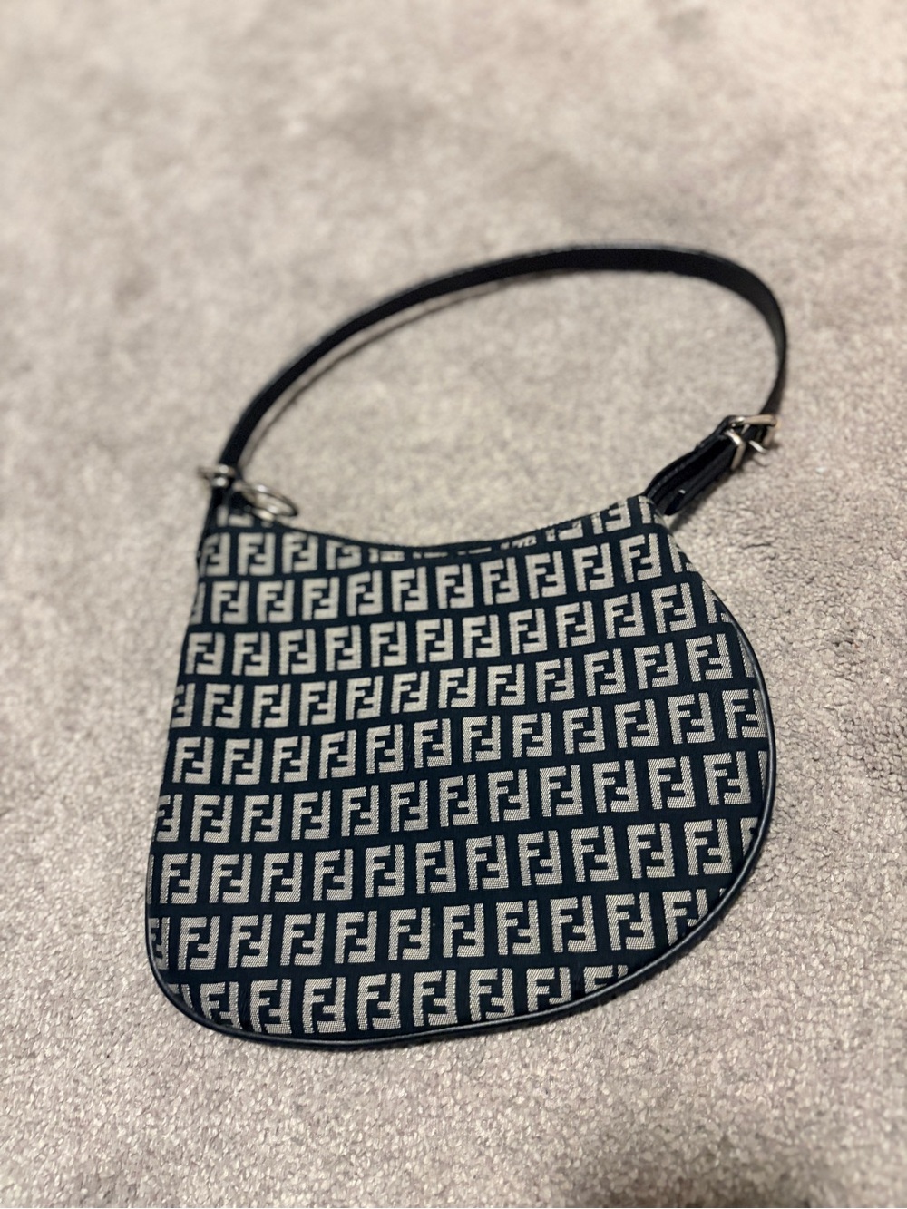 Fendi Black and Cream FF Canvas Shoulder Bag